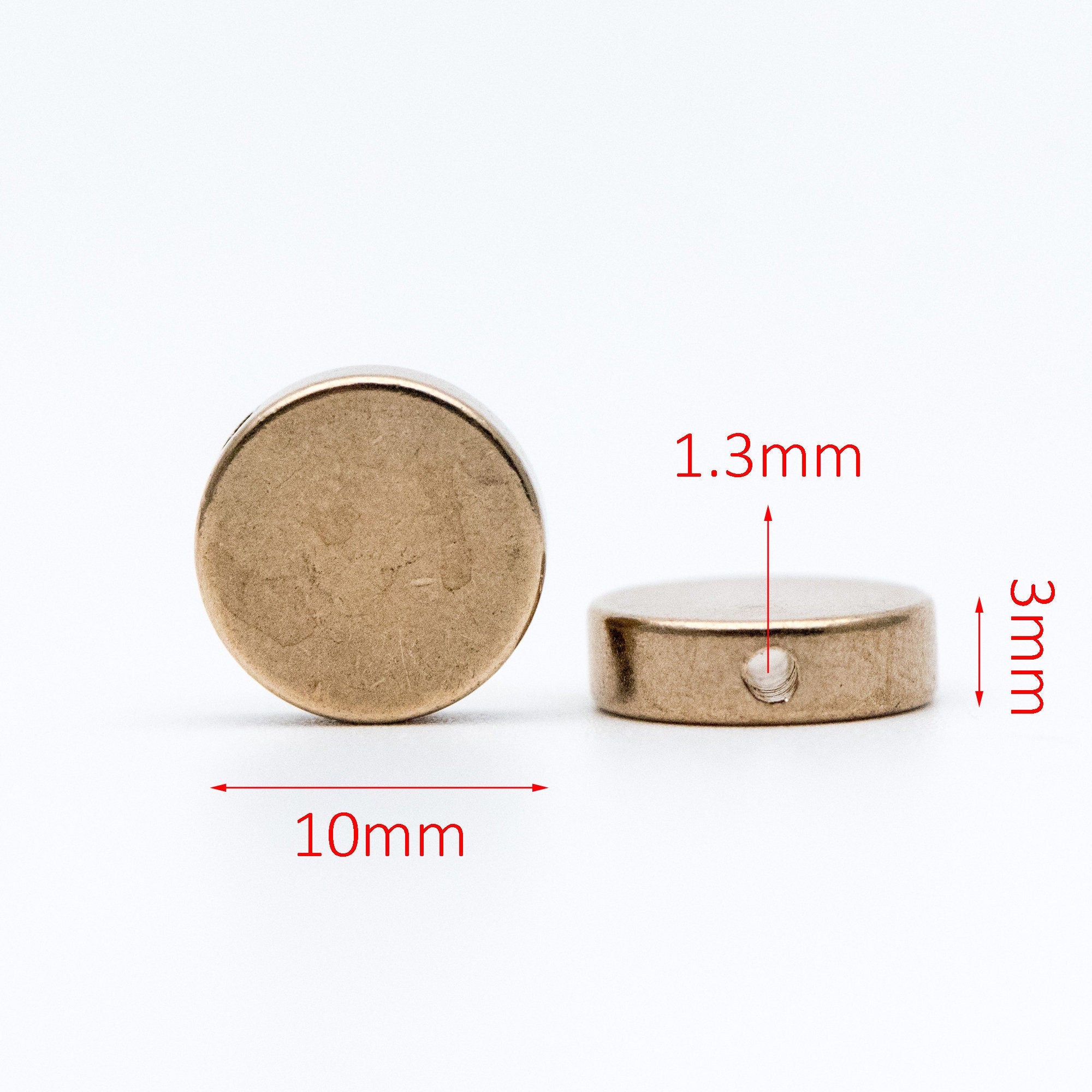 50pcs Raw Brass Round Coin Spacer Beads, 4/ 5/ 7/ 10mm Multi Size (RB-106)